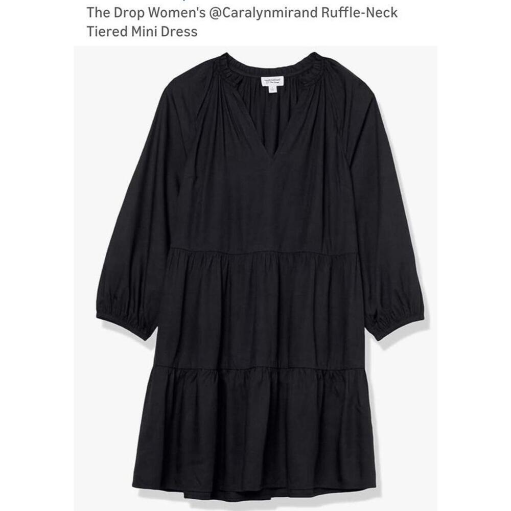 The Drop Women's @Caralynmirand Ruffle-Neck Tiered Mini Dress XXS
